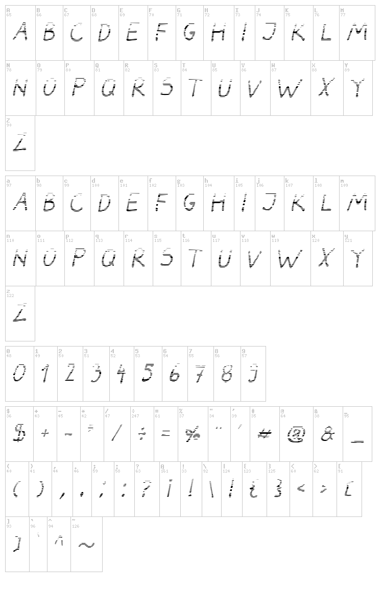 Darbog font map